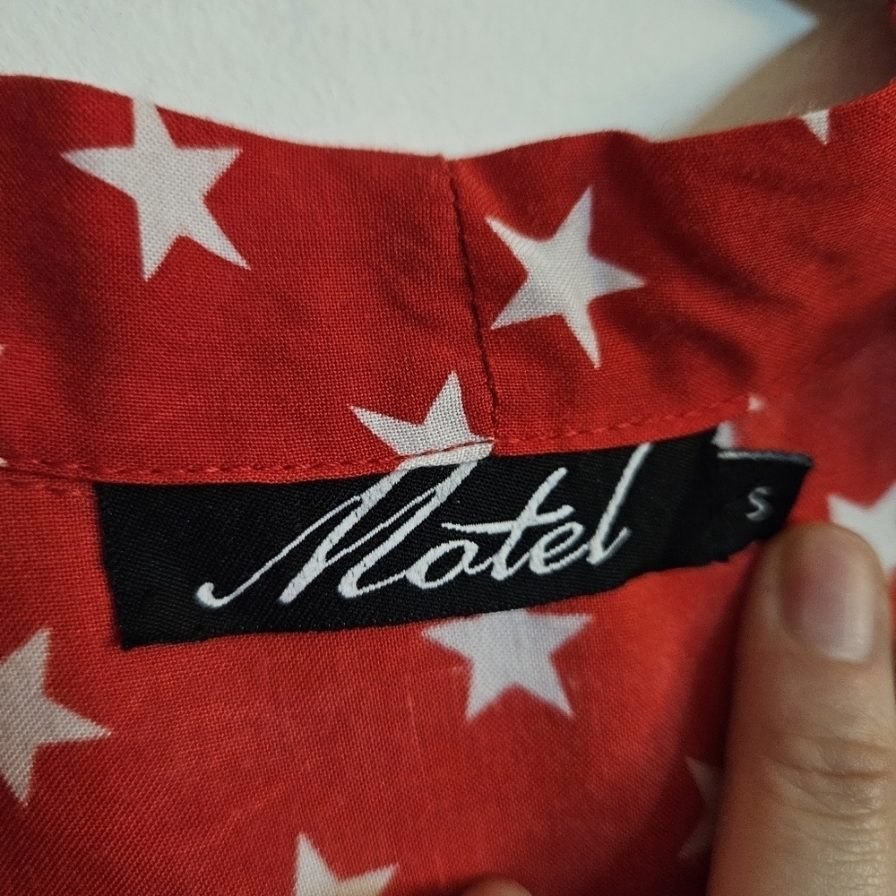 Motel Rocks Red White Star Print Ruffle Mini Dress S - Picture 7 of 8